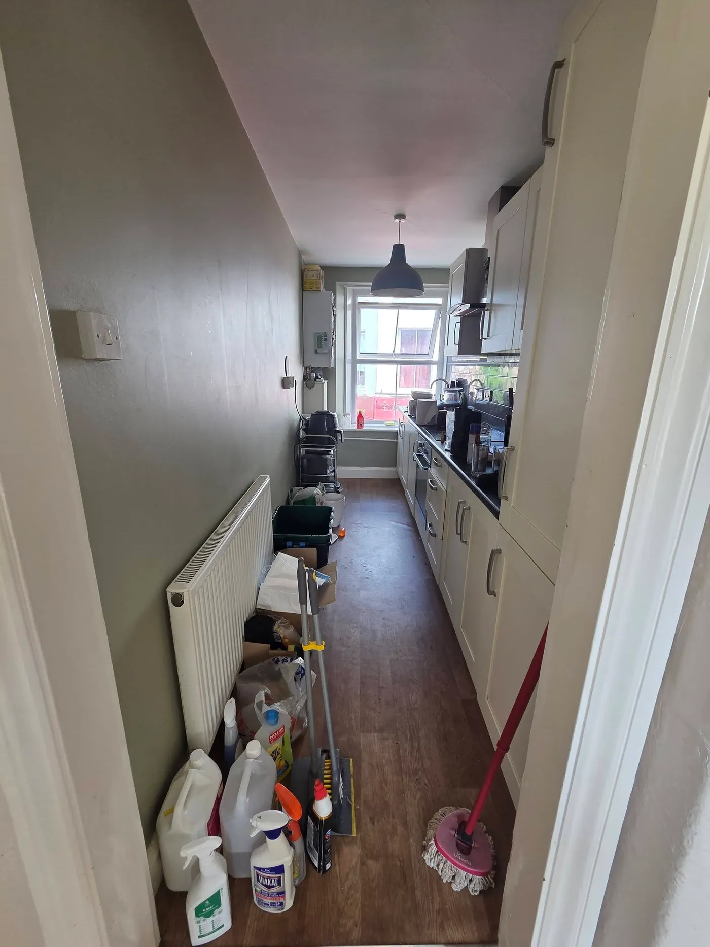 The kitchen during the works, before the completed refresh.